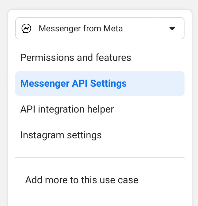 Messenger API Settings